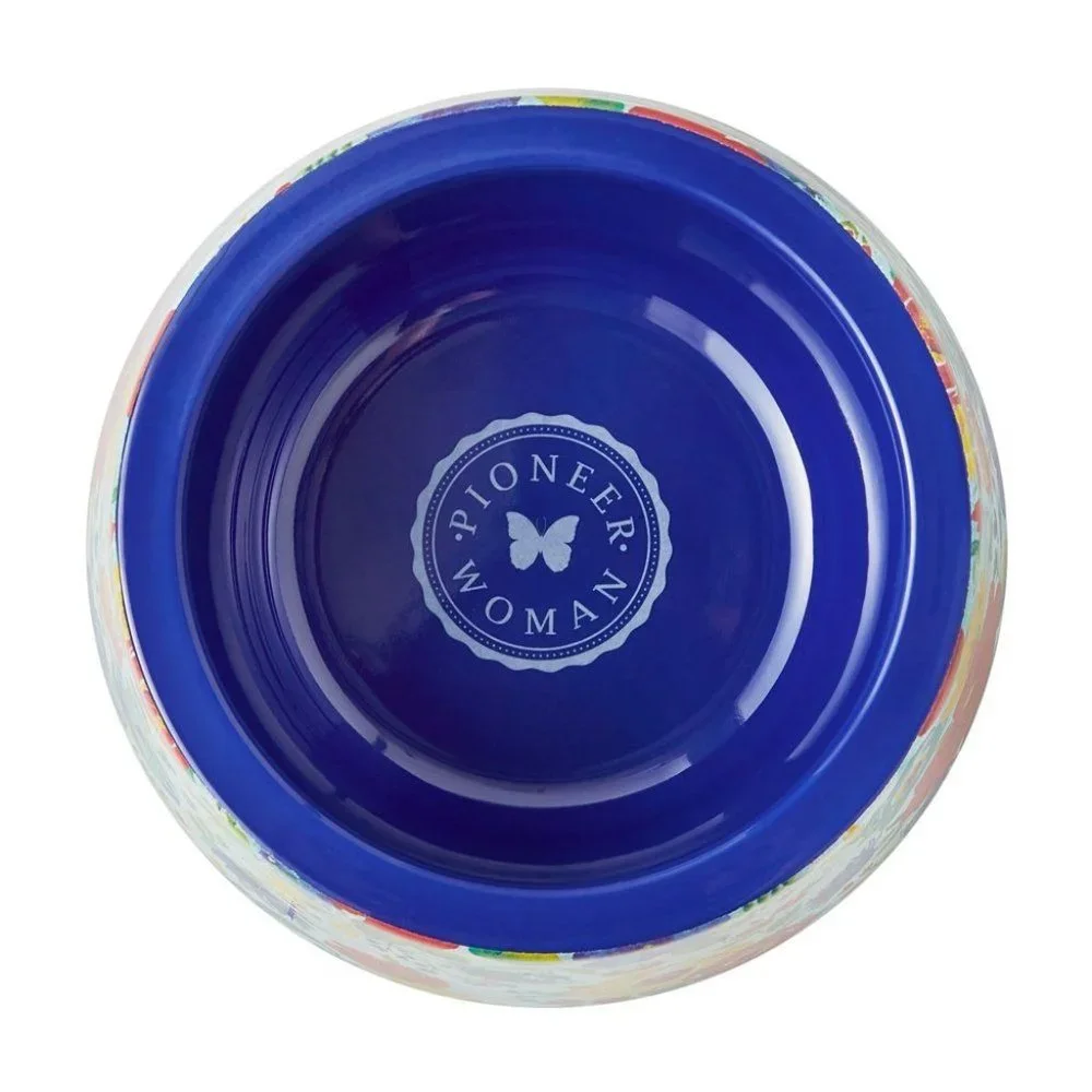 NWT Pioneer Woman Delaney Floral Pet Dog Cat Bowl Medium Size 22 oz Melamine Gri
